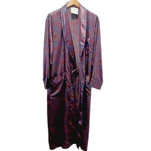 Number 1 London Vintage Men's Satin Paisley robe Luxury Old Money Missing Belt